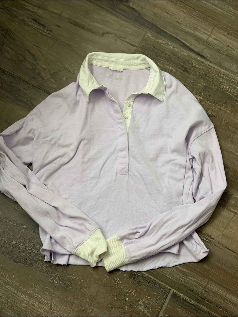 Aerie cropped polo pull over lavender Small